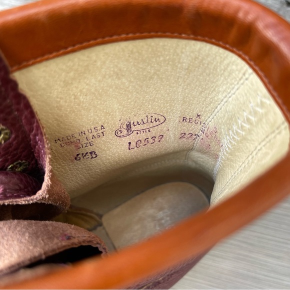 JUSTIN Kiltie Western Boots / Ws-Sz 6.5 - Picture 9 of 9